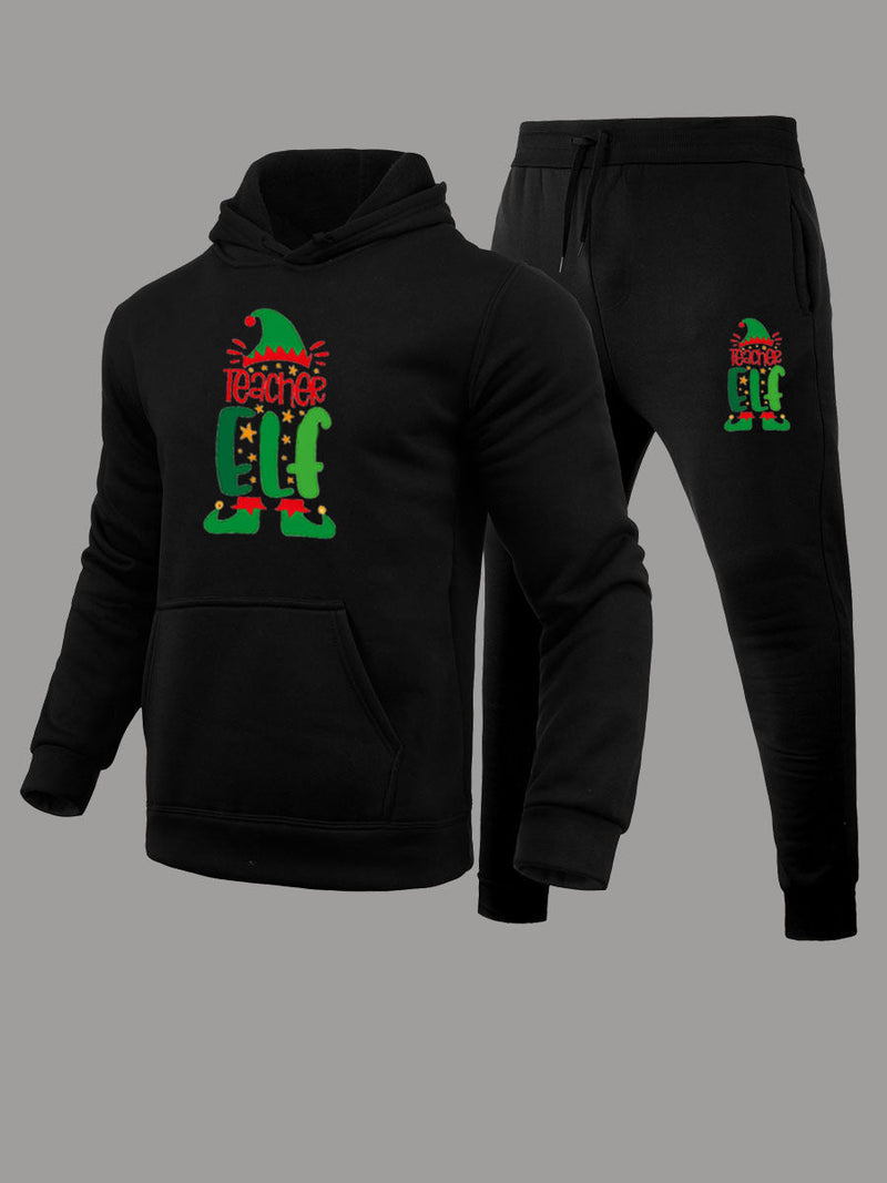 Women's Hoodie and Sweatpants Set with Festive Christmas Motif