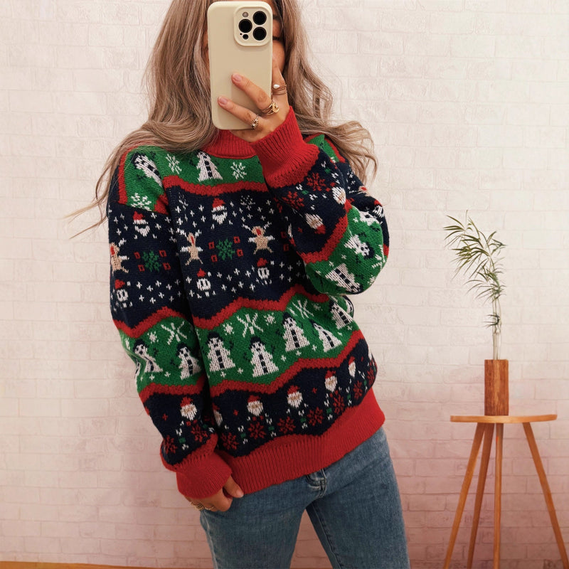 Women's Christmas Sweater with Cheerful Motif and Casual Cut