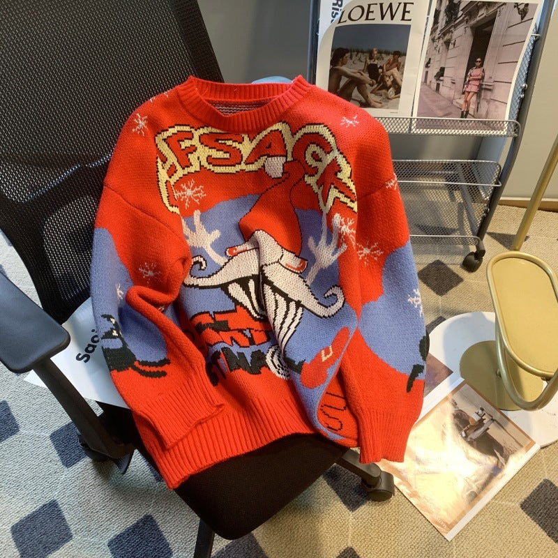 Women's Festive Sweater with Christmas Motif and Crew Neck R&B