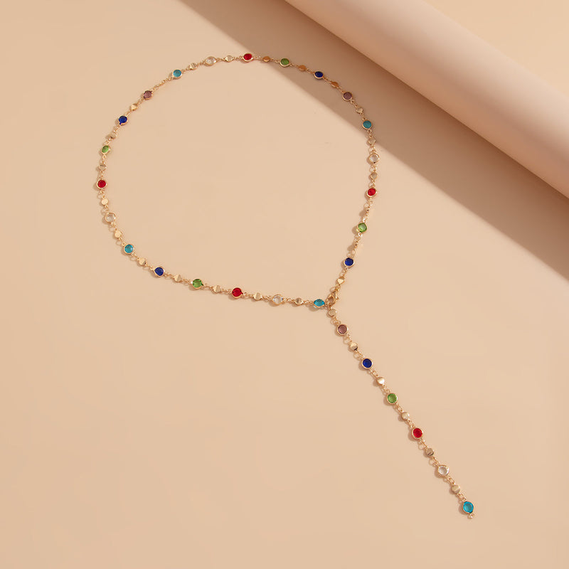 Multicolor Beaded Lariat Necklace