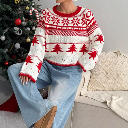 Women's Cozy Winter Sweater with Playful Christmas Design