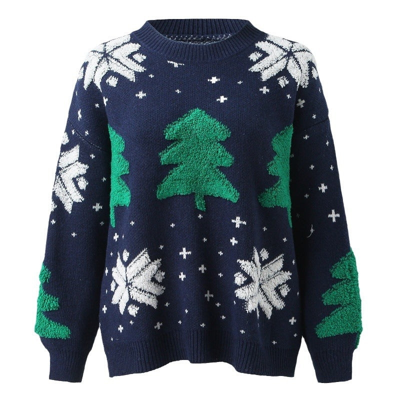 Women's Patterned Christmas Sweater with Festive Design and Cozy Fit