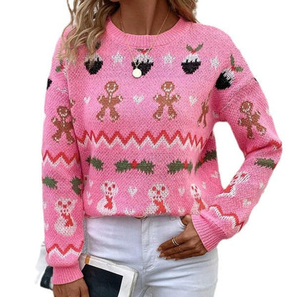 Women's Festive Knit Sweater with Playful Christmas Motif