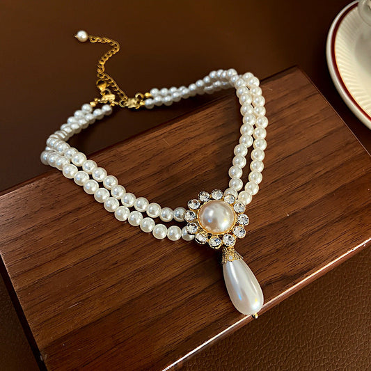 Presleigh Layered Pearl Drop Necklace