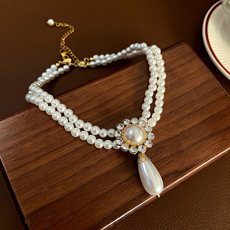 Presleigh Layered Pearl Drop Necklace