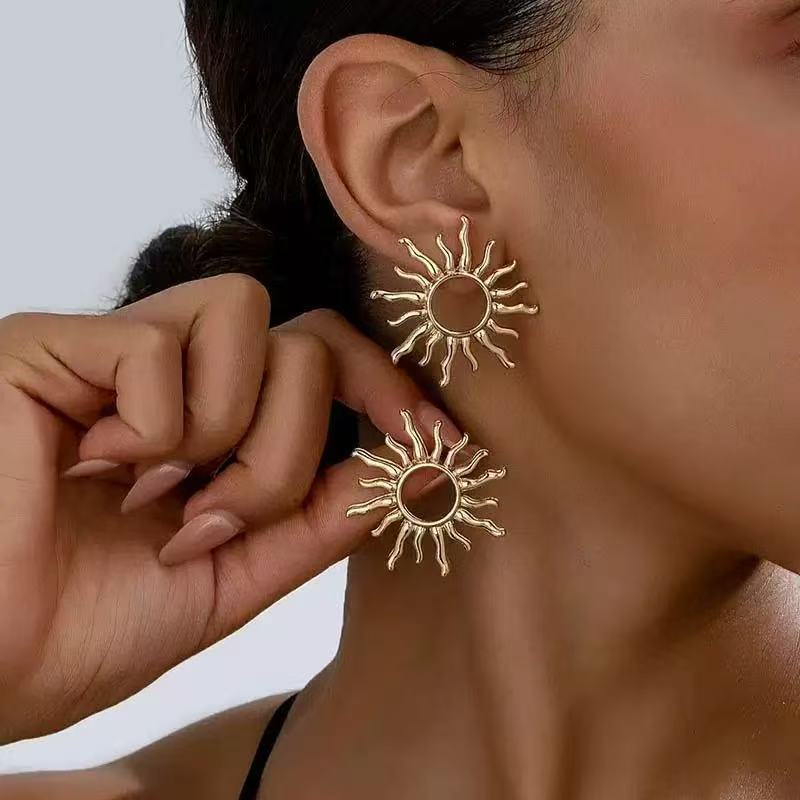 Xandria Golden Sunflower Stud Earrings