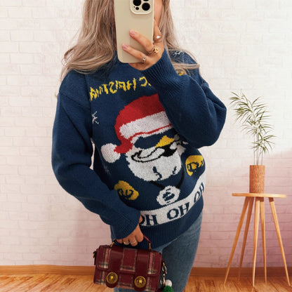 Women's Festive Knit Sweater with Christmas Motif