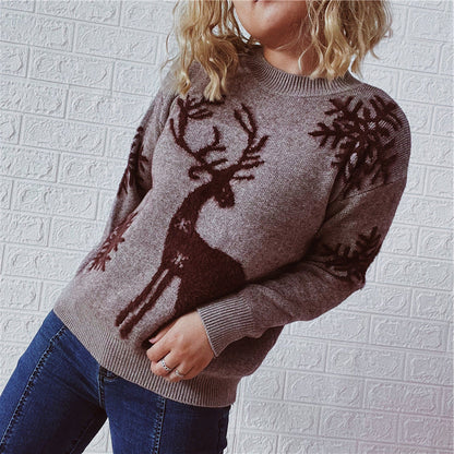 Women's Christmas Sweater with Festive Reindeer Design and High-Quality Knit R&B