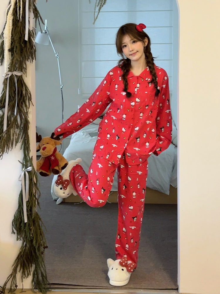 Elegant Red Christmas Pajamas - Women's