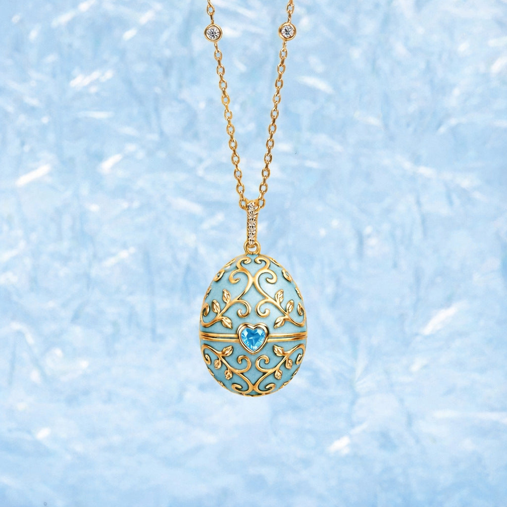 Enameled Egg Pendant Necklace
