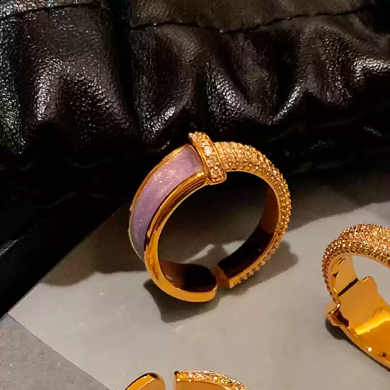 Colored Mica & Zircon Open Band Ring