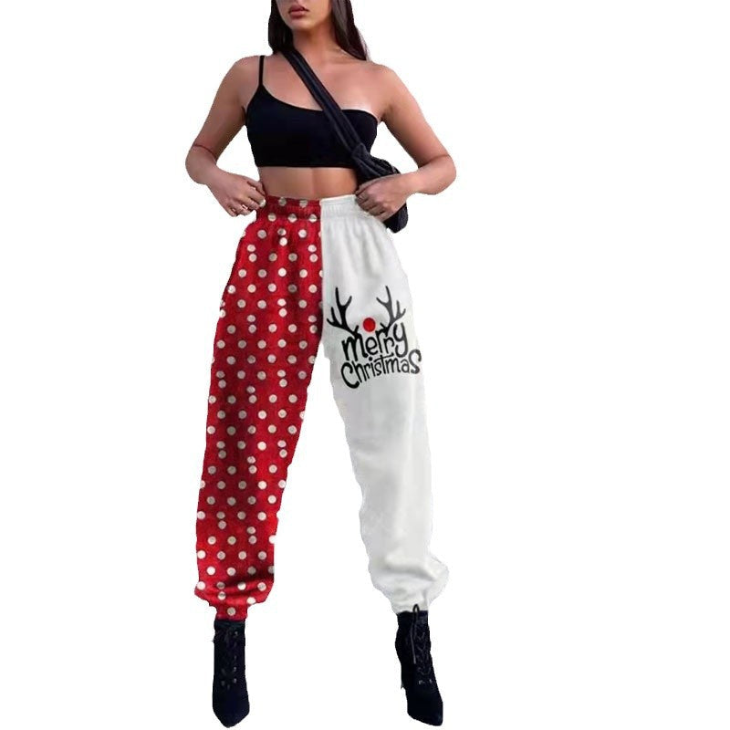 Women's Casual Pants with Fun Snowman Design R&B