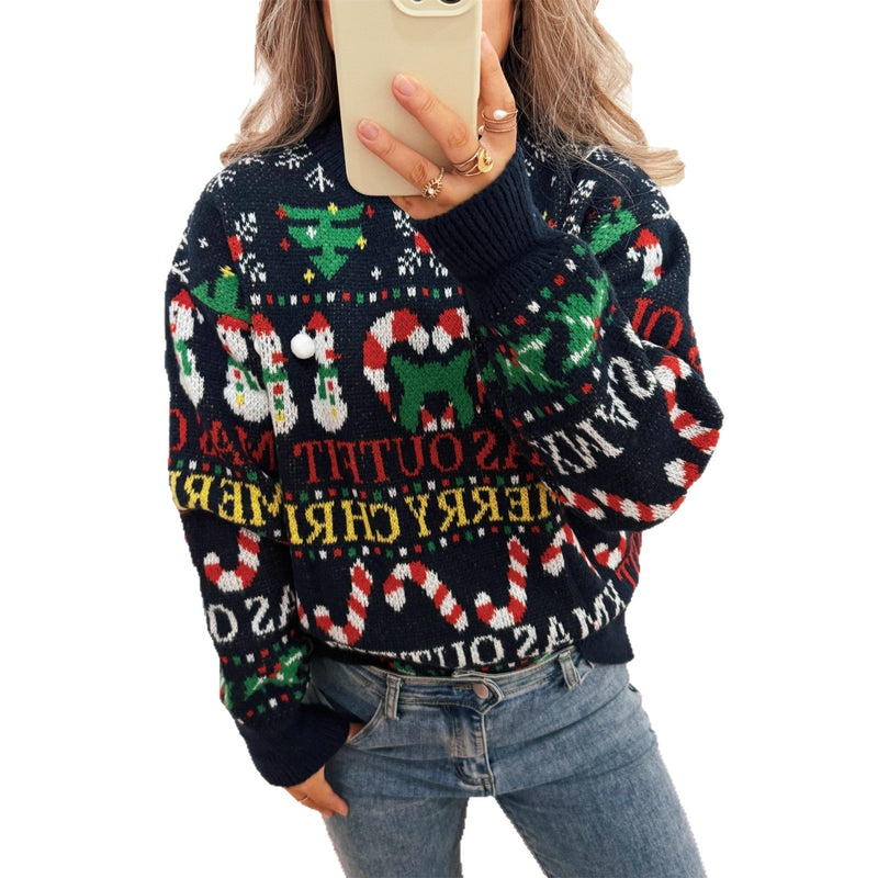 Women's Christmas Sweater with Nordic Design and Festive Motifs R&B