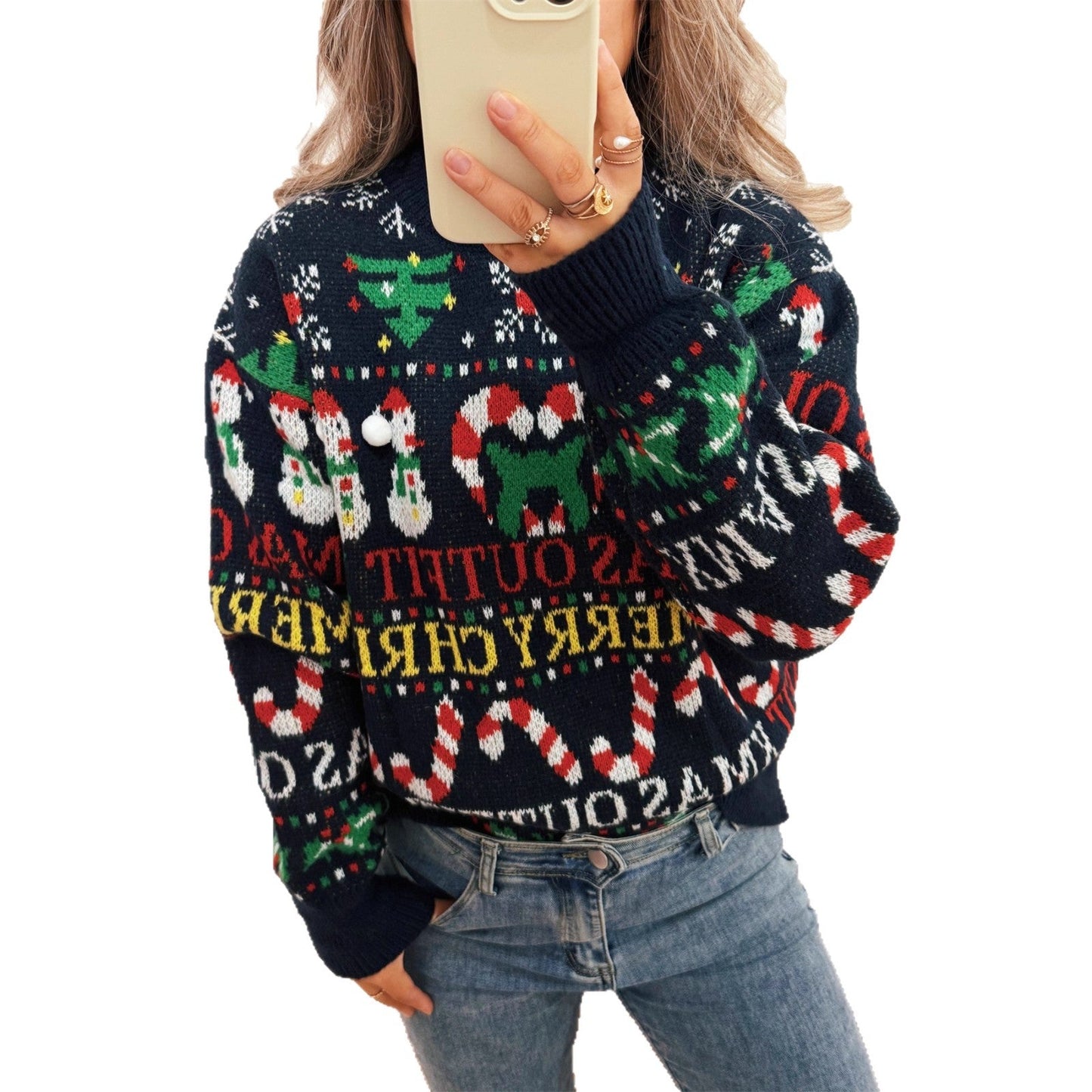 Women's Christmas Sweater with Nordic Design and Festive Motifs