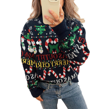Women's Christmas Sweater with Nordic Design and Festive Motifs
