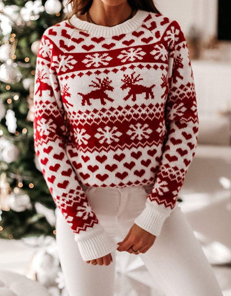 Women's Cozy Christmas Sweater with Traditional Pattern
