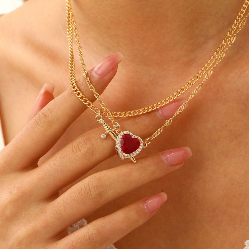 Carlynn Dagger Heart Pendant Necklace