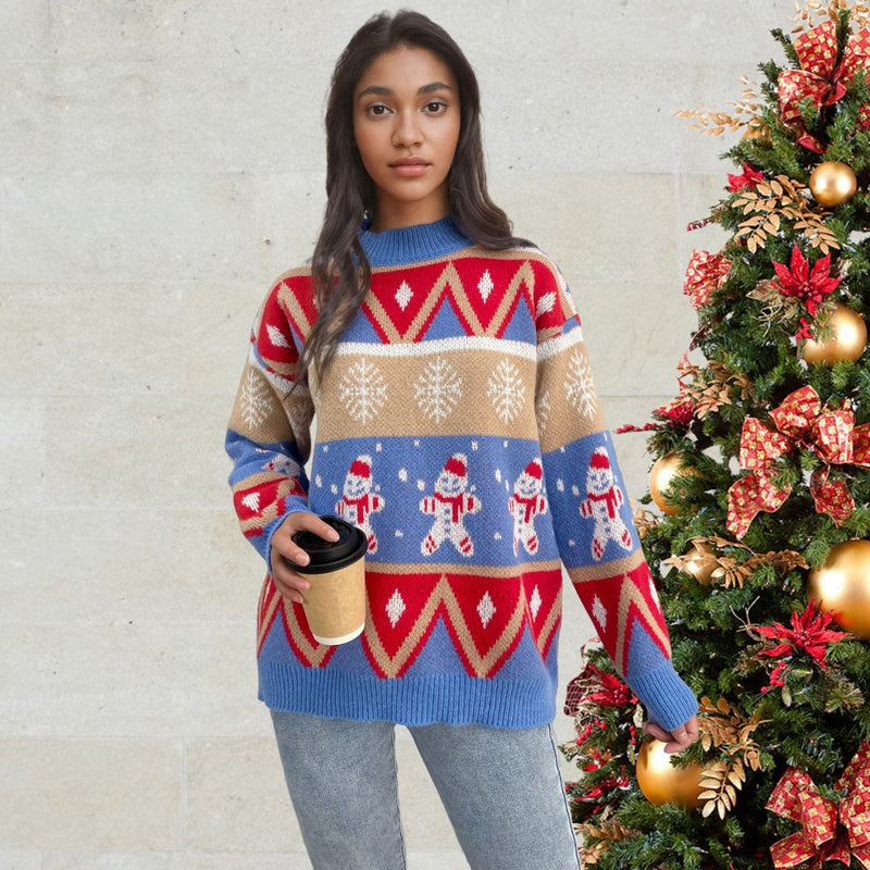 Women's Sweater with Festive Christmas Motif and Casual Cut