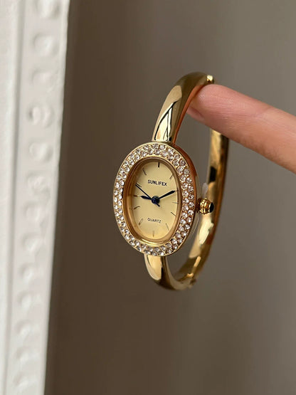 Oval Gold Bracelet Watch