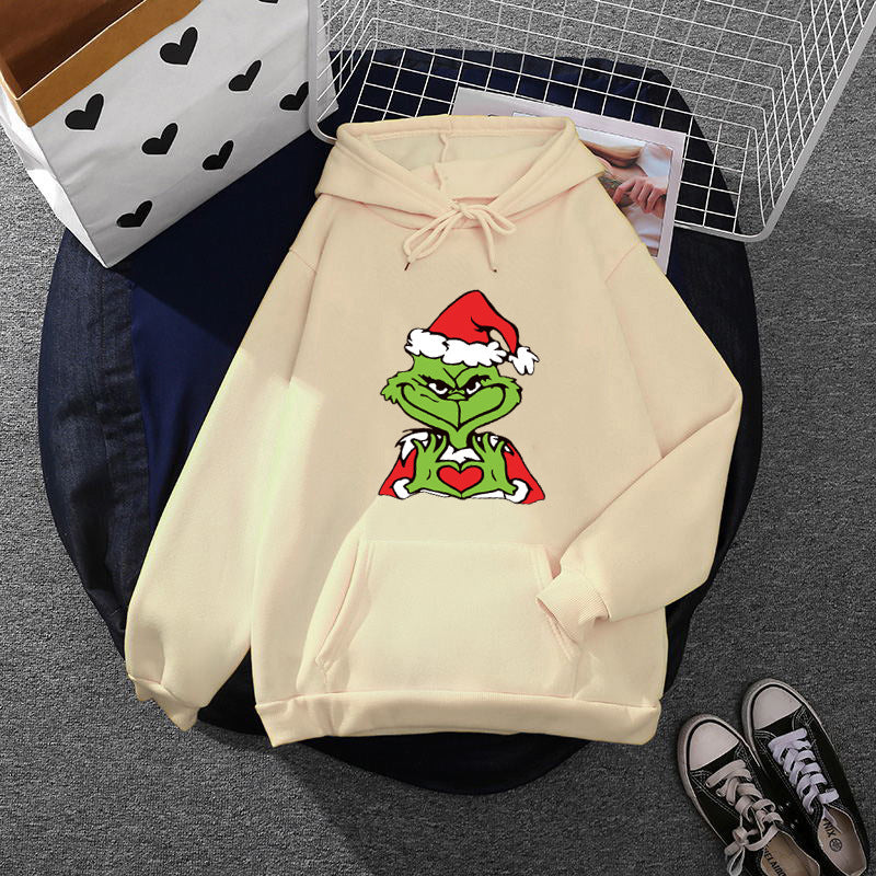 Women's Comfortable Hoodie with Grinch Motif