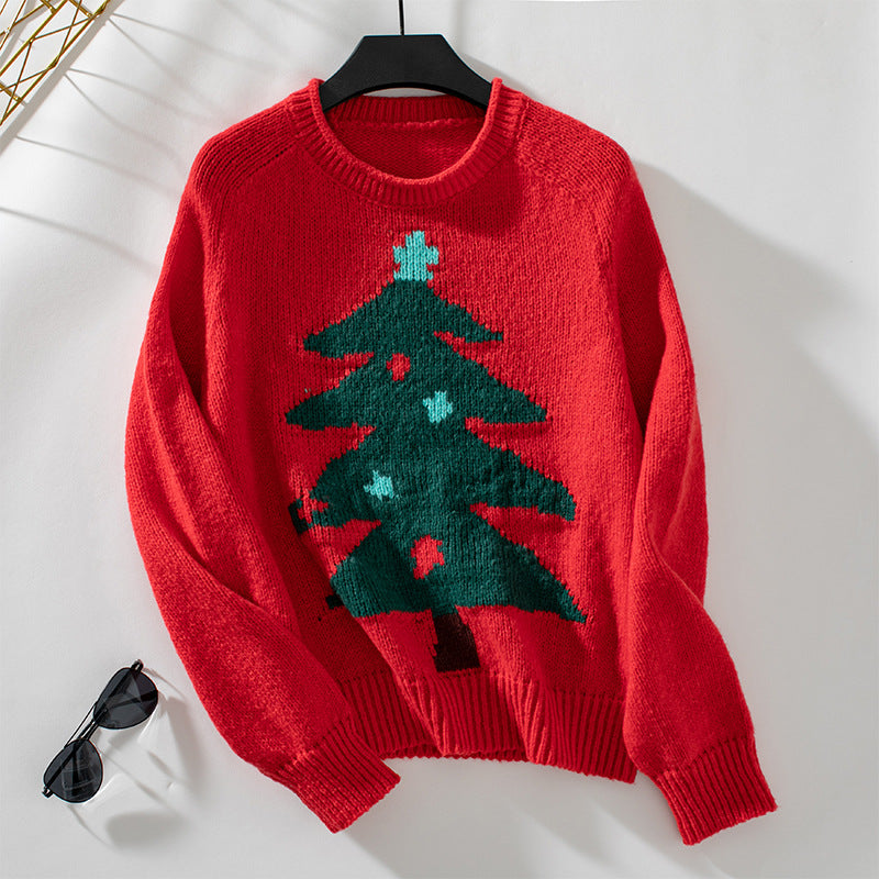 Women's Sweater with Festive Christmas Tree Motif