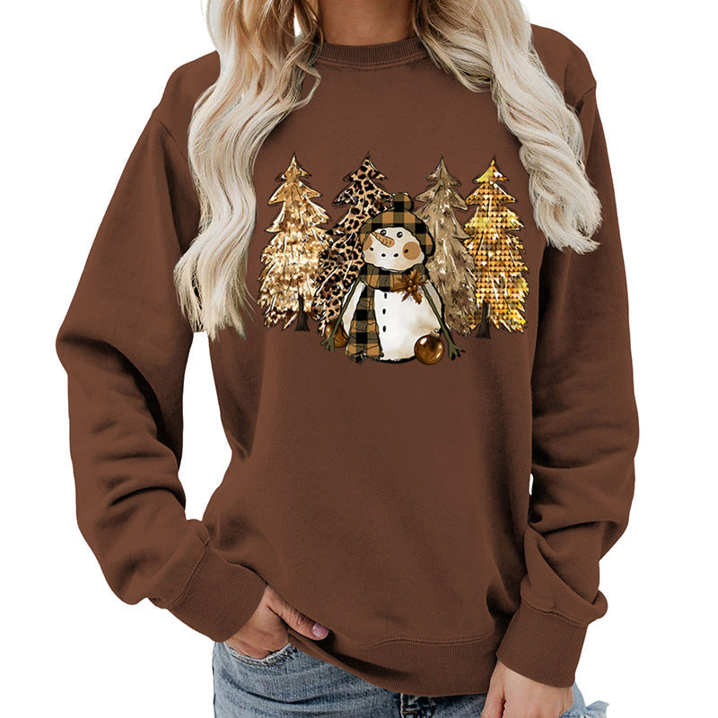 Women's Sweatshirt with Creative Snowman Design and Soft Lining