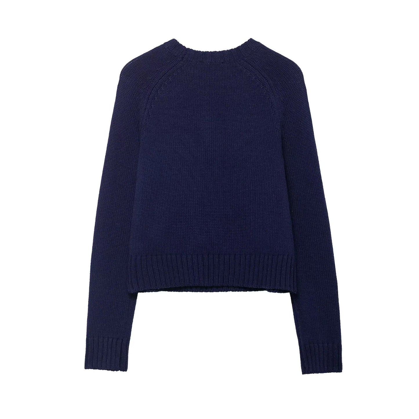 Women's Knitted Crop Sweater with Christmas Motif and Raglan Sleeves