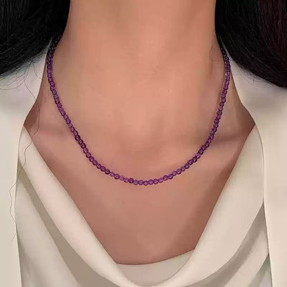 Amethyst Beaded Round Stone Necklace