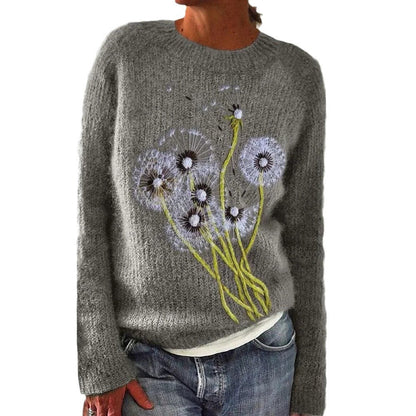 Women's Cozy Sweater with Festive Motif