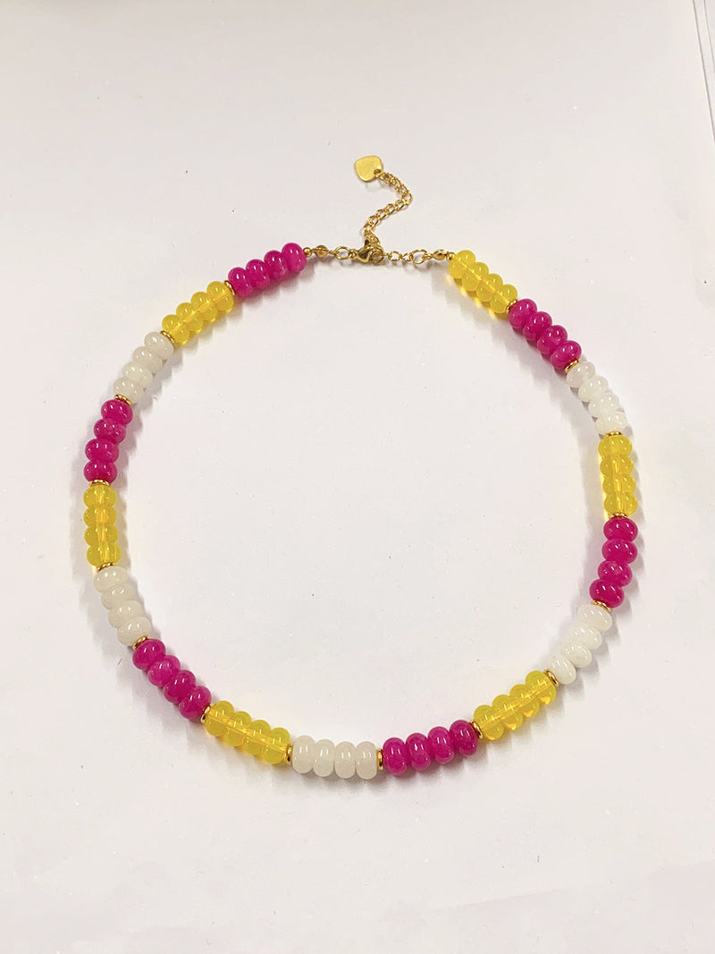 Ava Pink-yellow Choker Necklace