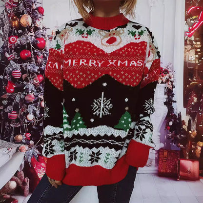 Women's Christmas Sweater with Festive Design and Cozy Cut