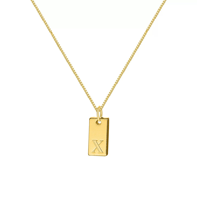 Initial Pendant Box Chain Necklace