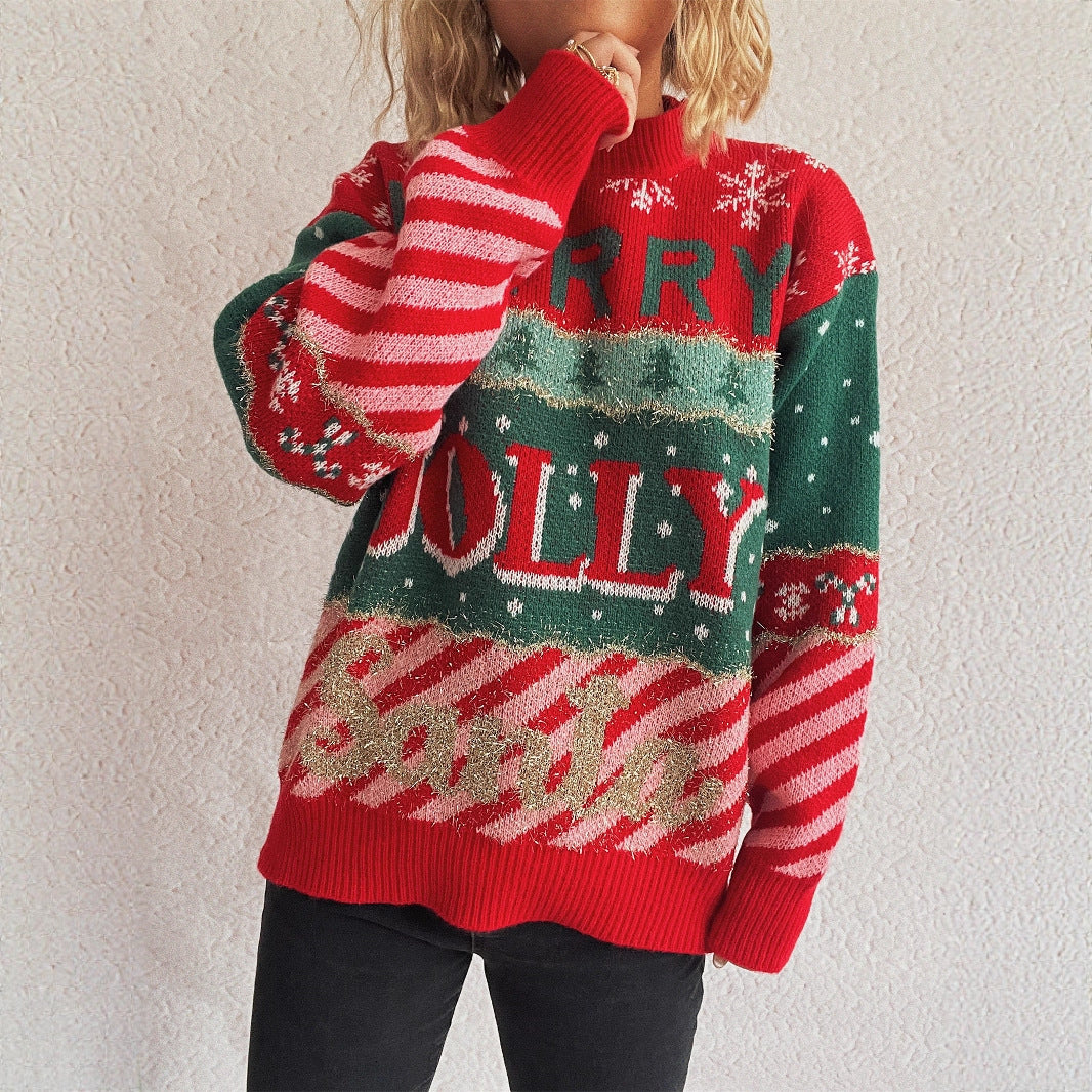 Women's Christmas Sweater with Distinctive Motif and Cozy Cut