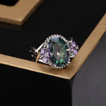 Aurora Crystal Sterling Silver Ring