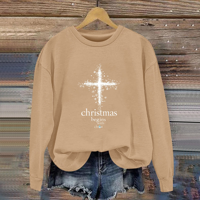 Women's Sweatshirt with Christmas Motif and Soft Lining