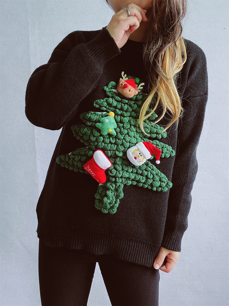 Women's Christmas Sweater with Festive 3D Motif and Soft Knit R&B