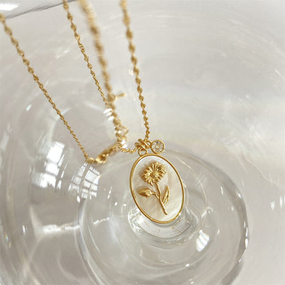 Anslee Mother-of-pearl Birth Flower Necklace