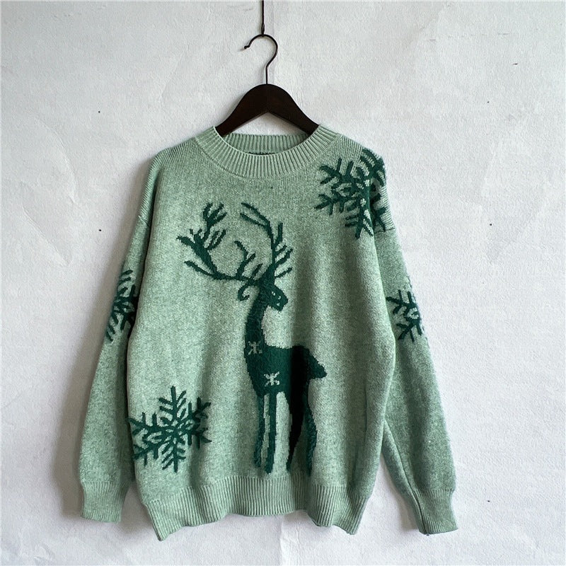 Women's Christmas Sweater with Festive Reindeer Design and High-Quality Knit R&B