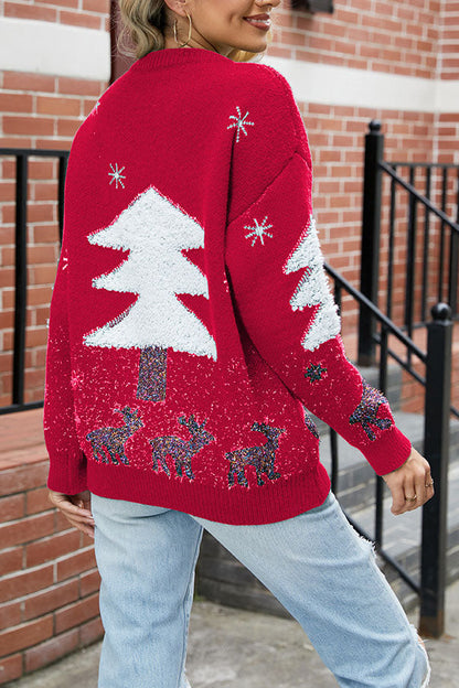 Plush Christmas Tree Sweater Knit Sweater