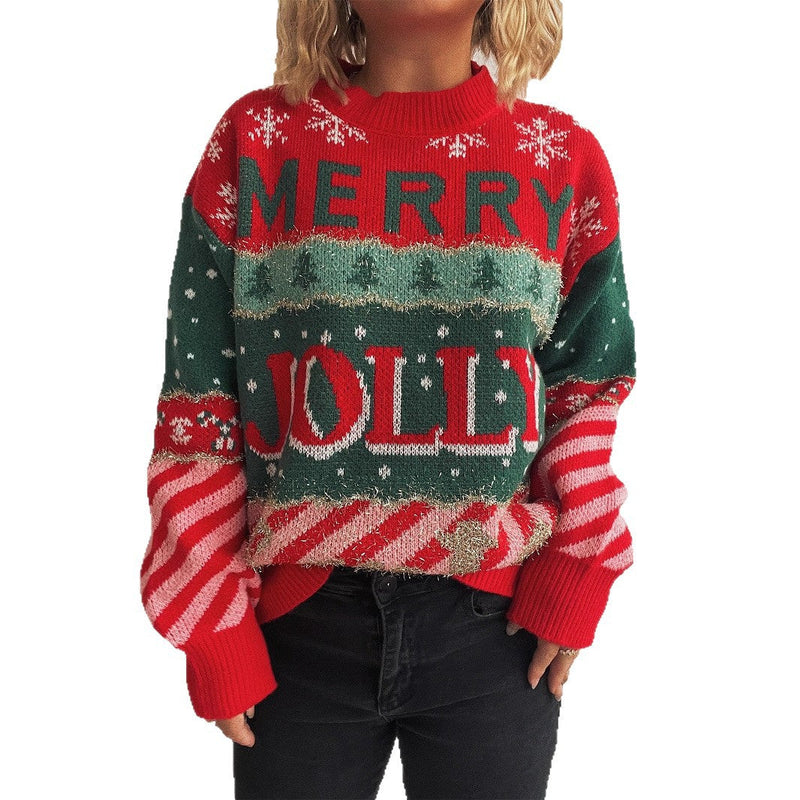 Women's Christmas Sweater with Distinctive Motif and Cozy Cut
