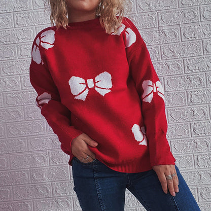 Women's Festive Sweater with Cheerful Bell Motif and Casual Cut R&B