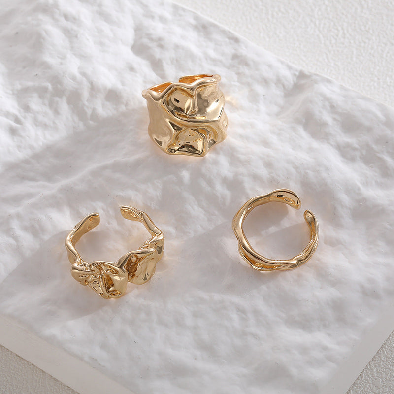 Azure Pleated Stack Rings