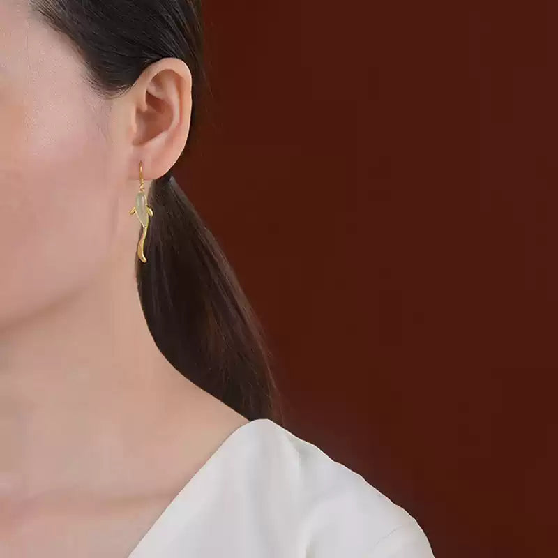 Jade Fish Drop Earrings