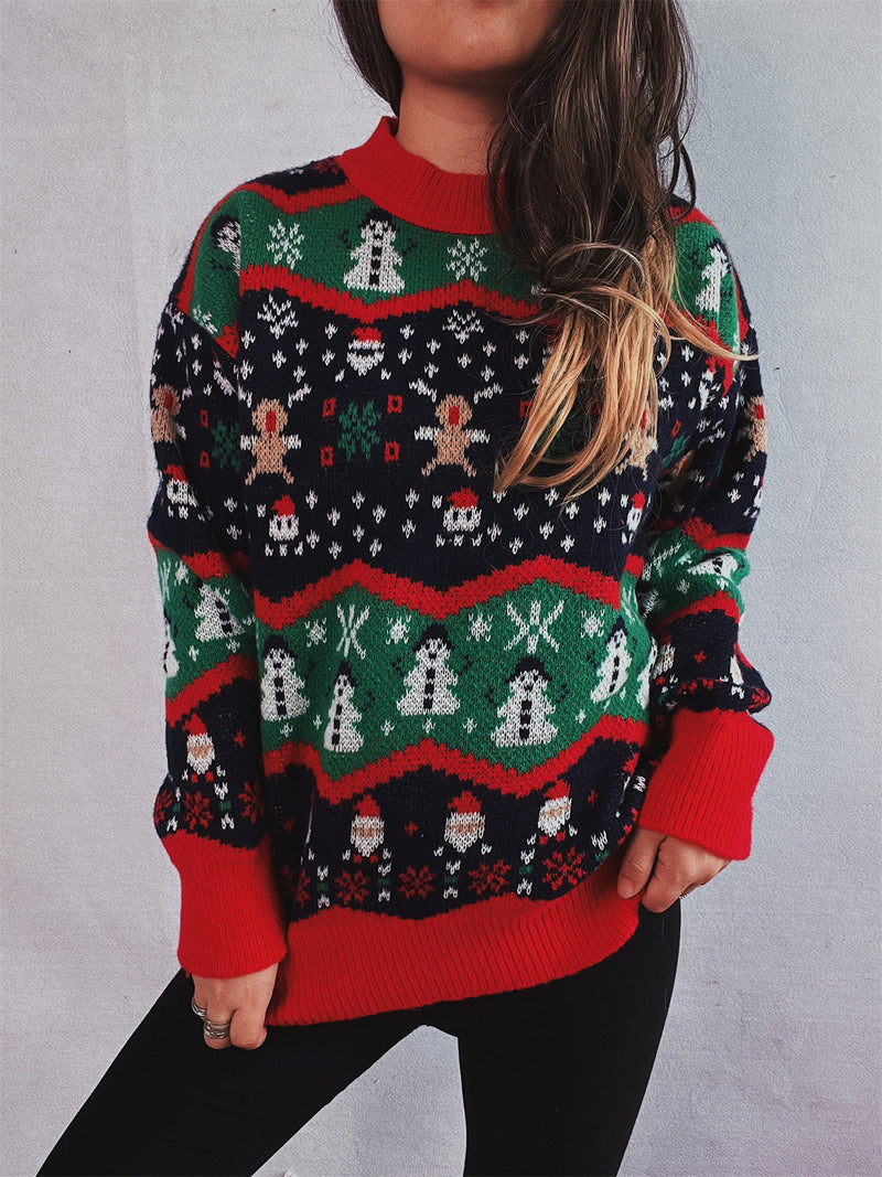 Women's Christmas Sweater with Festive Design and Playful Motifs R&B