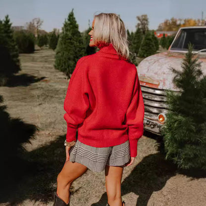 Women's Turtleneck Sweater with Fun Christmas Motif