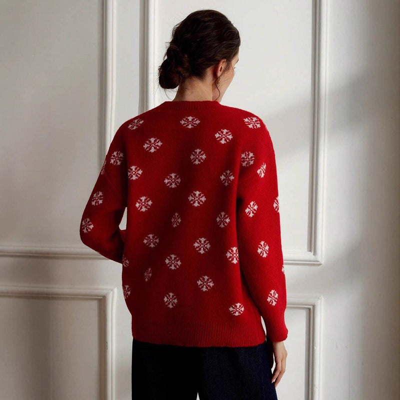 Women's Cozy Christmas Sweater with 3D Reindeer Motif and Colorful Decor
