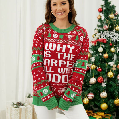 Women's Fun Christmas Sweater with Eye-Catching Lettering and Festive Pattern