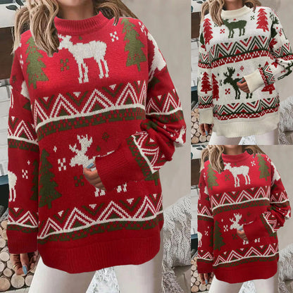 Women's Cozy Christmas Sweater with Festive Motif and High Fit R&B