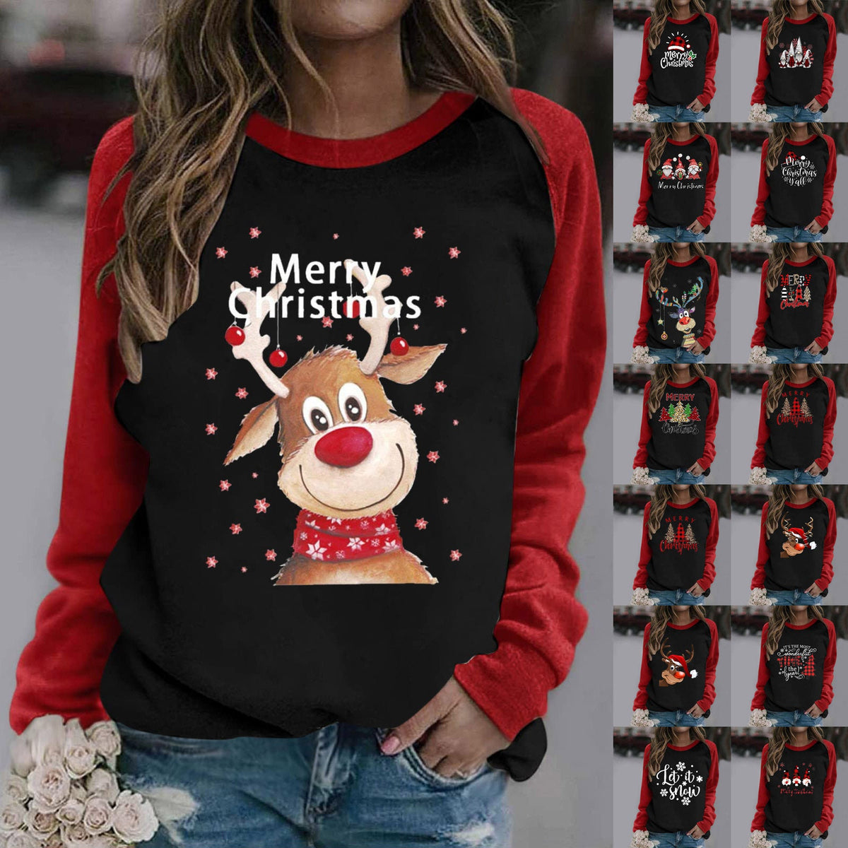 Women's Sweatshirt with Festive Christmas Motifs