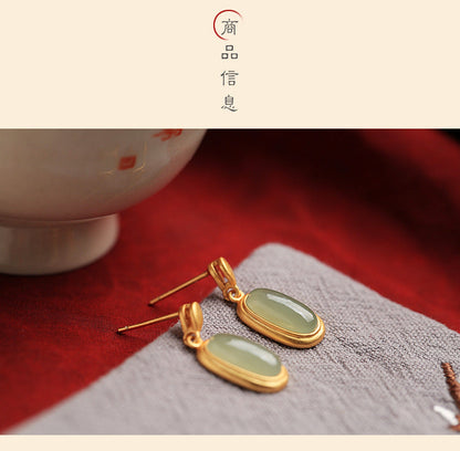 Jade Elegance Silver Drop Earrings